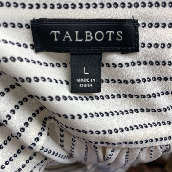 Talbots Striped Ruffle Blouse Button Down size Large - Picture 13 of 13